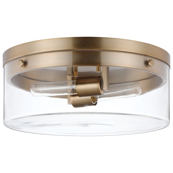 Nuvo Intersection Small Flush Mount - Burnished Brass with Clear Glass 60/7536 - main